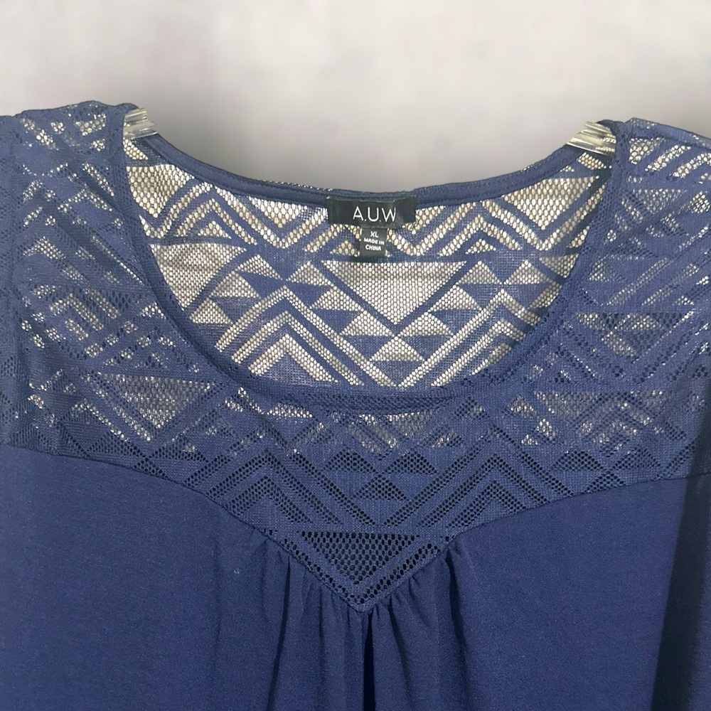 AUW Cold Shoulder‎ Navy Blue Blouse Size XL - Picture 5 of 7
